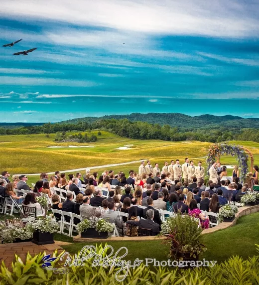 Wedding ceremony with scenic view at Ballyowen Golf Club at Crystal Springs Resort in NJ