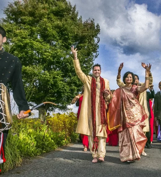 Indian wedding parading around Crystal Springs Resort