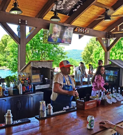 Bartenders making drinks at Moonshine Bar