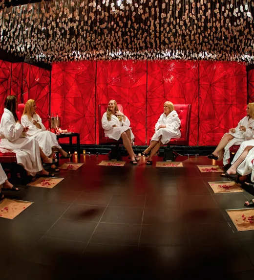 Group of woman sitting in salt room at Reflections Spa