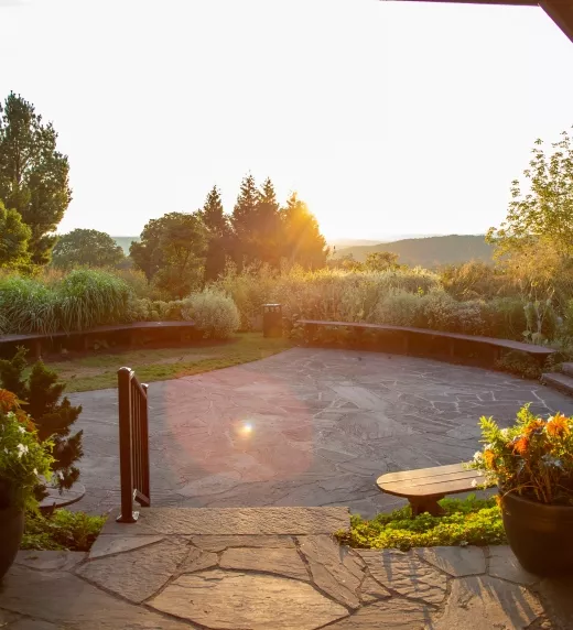 Sunsetting over the Garden Room patio at Crystal Springs Resort