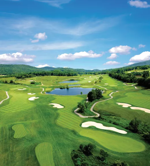 Aerial view of Wild Turkey golf course at Crystal Springs Resort