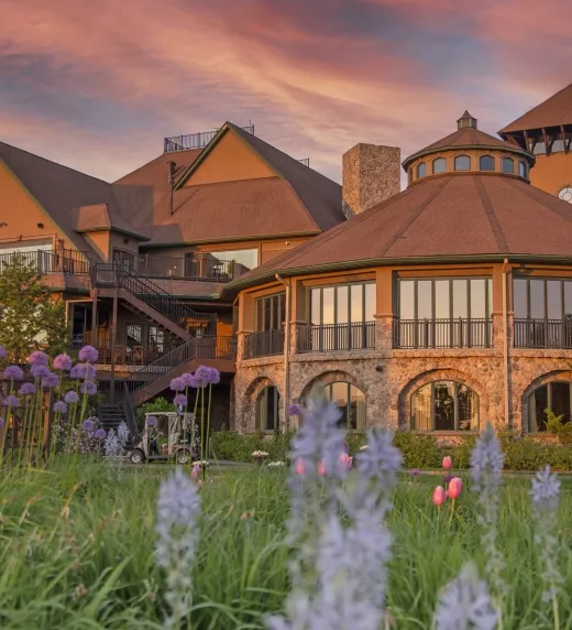 The Crystal Springs Clubhouse during beautiful Pink Sunset