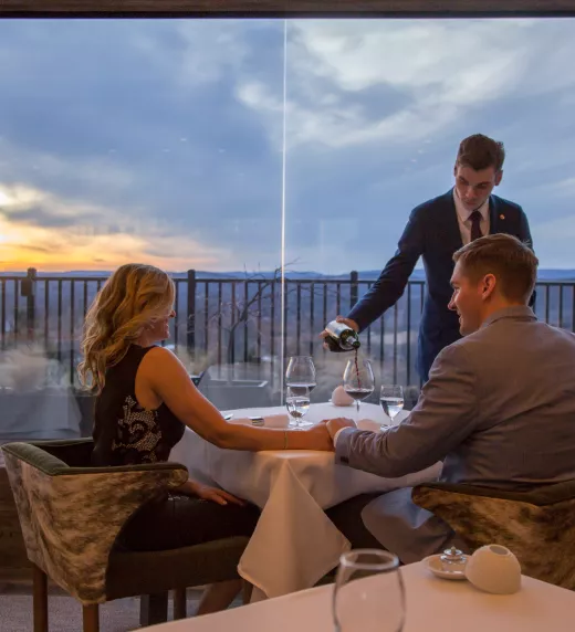 Couple dining with a view