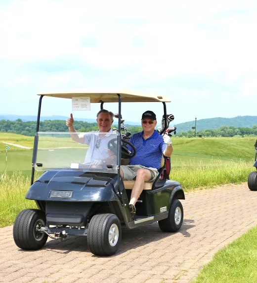 Golf carts driving at Ballyowen Golf Club