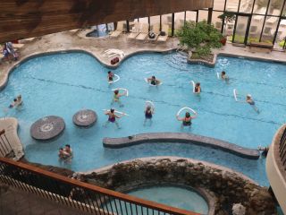 Group of people in pool at Minerals doing Aqua Circuit class