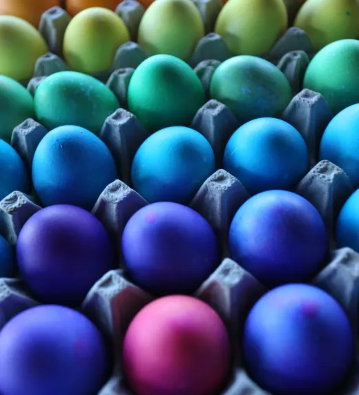 Colorful dyed eggs.