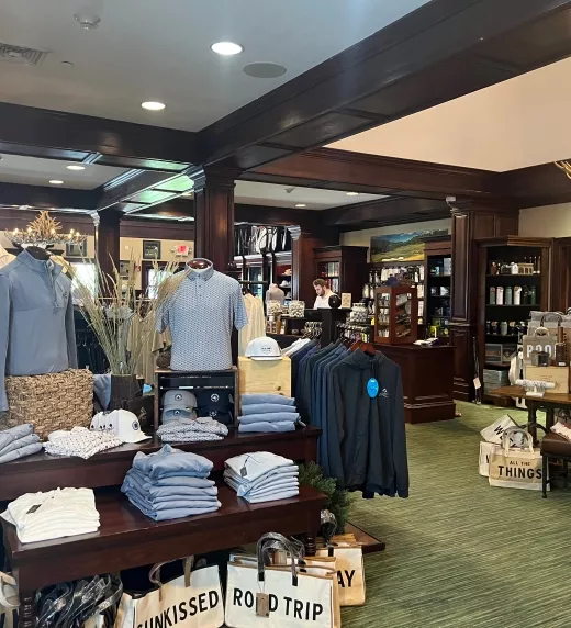 Winter merchandise displays at the Pro Shop