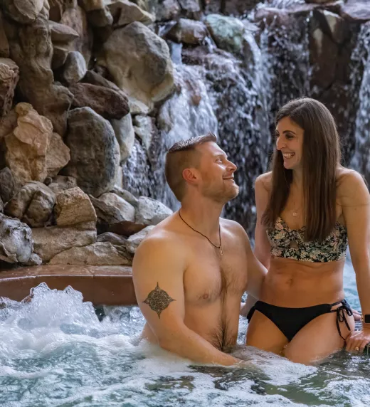 Couple in the jacuzzi at Crystal Springs Resort in NJ