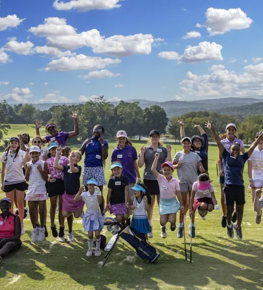 Group of young girls excited to play golf