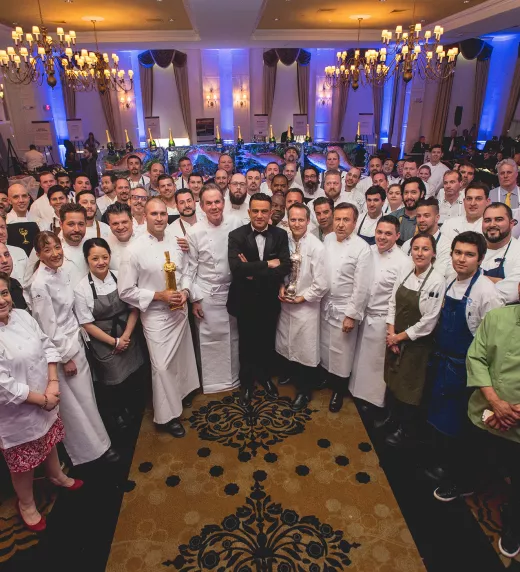 Robby Younes stands with chefs from all over the world at the NJ Wine and Food Festival.
