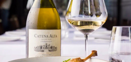 Catena Alta wine with chicken dish.